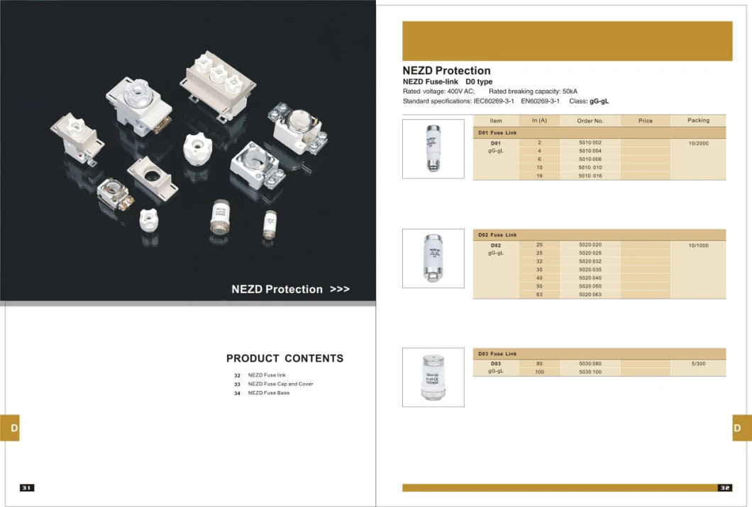 D02 Screw Base Type Ceramic Fuse Screw 63A Links